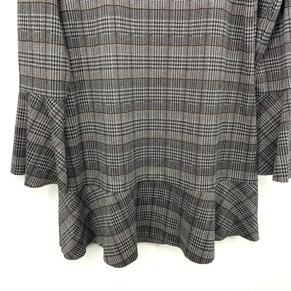 Michael Stars Dress Black Glen Plaid Bell Sleeve - Picture 9 of 10